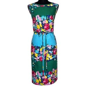 Talbots Bright‎ Floral Multicolor Sleeveless Midi Dress Size Large